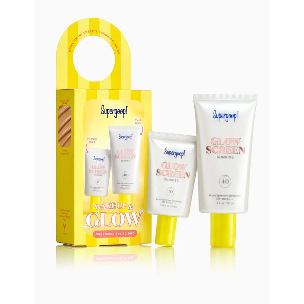 New Supergoop! Glowscreen SPF 40 Sunrise Duo Set 1.7oz & Mini Exp 2027